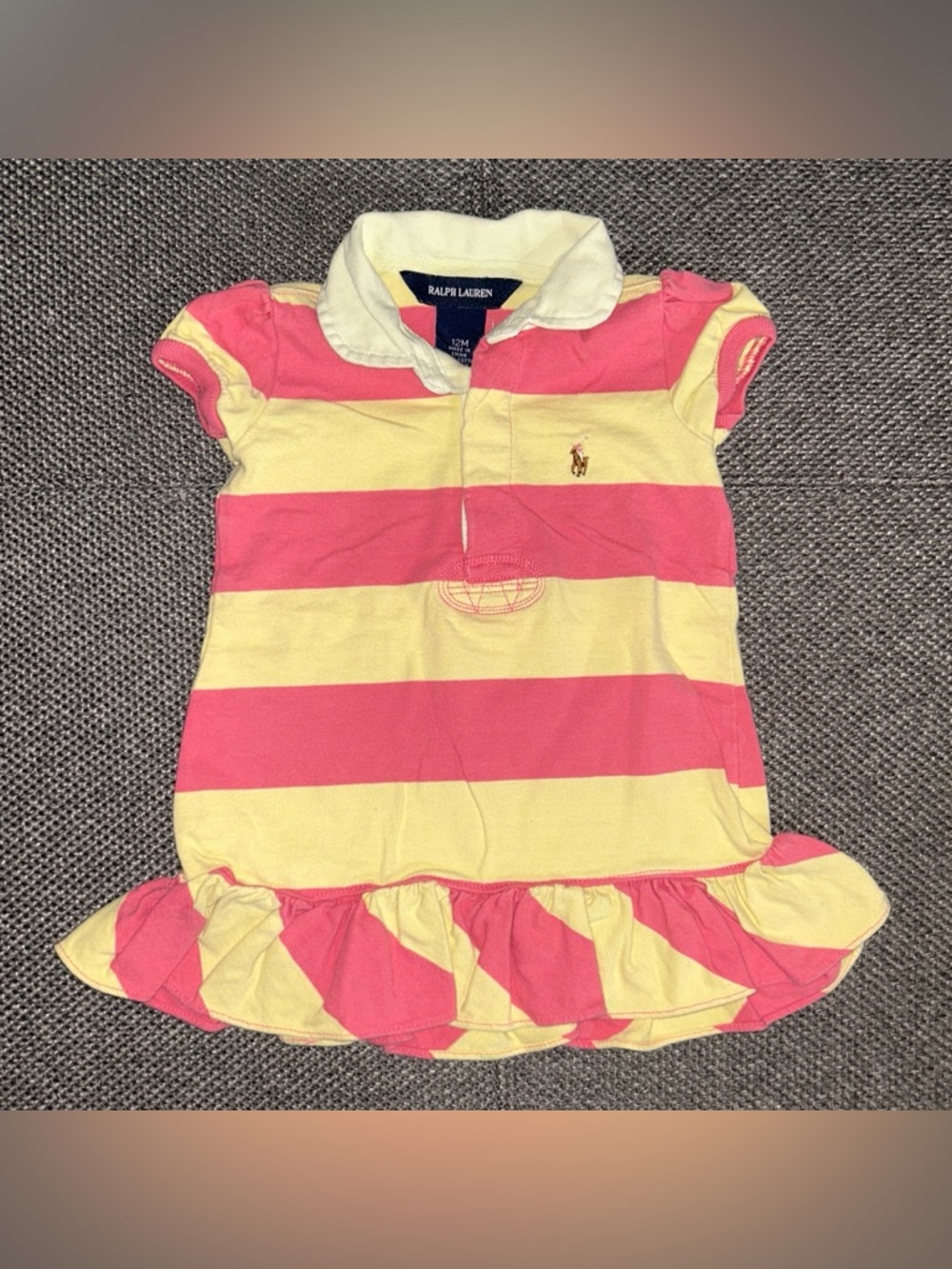 Vintage Ralph Lauren Pink & Yellow Striped Polo Dress